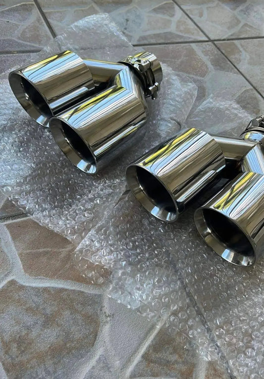 Pair Exhaust Silver Stainless Steel Left and Right