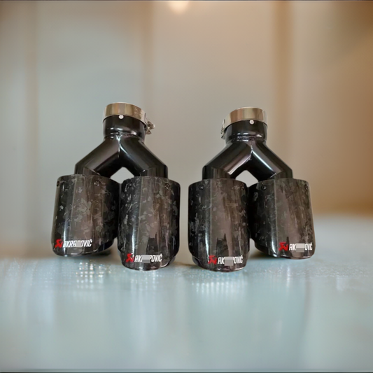 Akrapovic Forged Carbon Fiber Dual Tips (2) Black Gloss