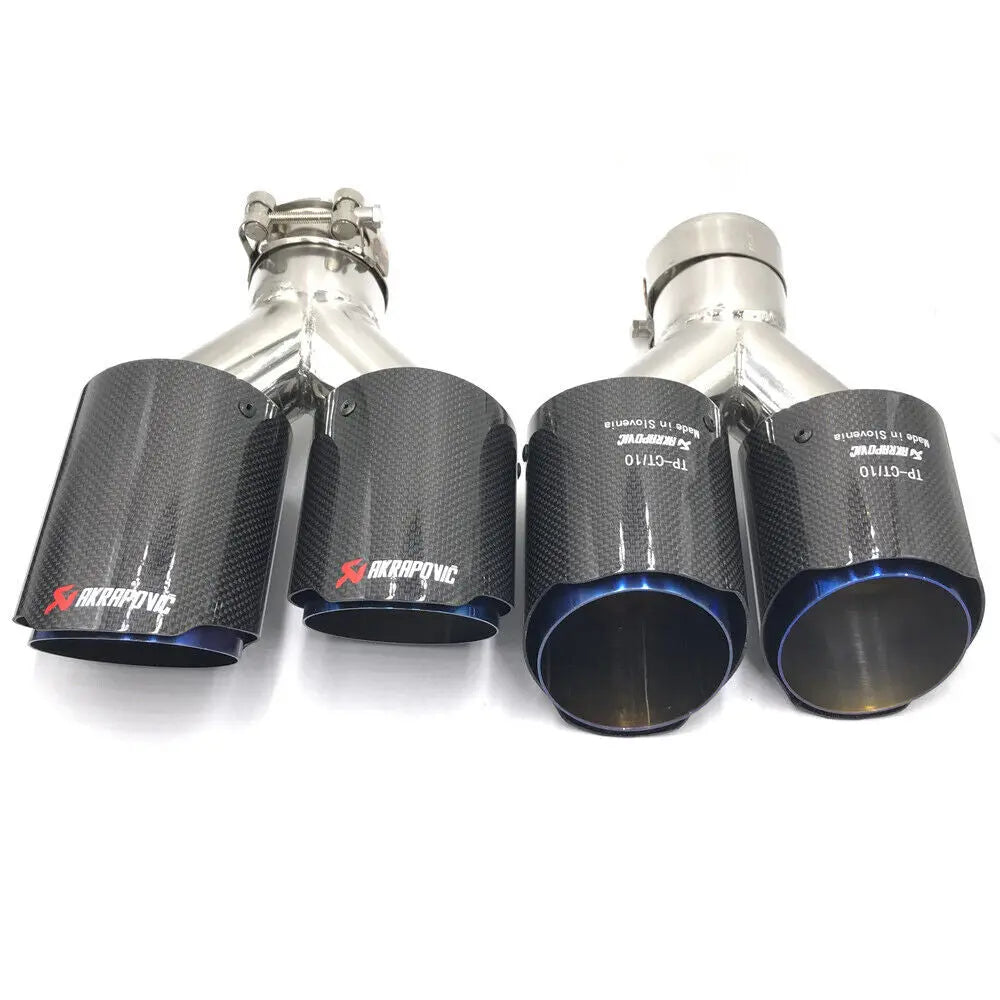 Pair Akrapovic Left and Right Carbon Fiber Gloss and Blue