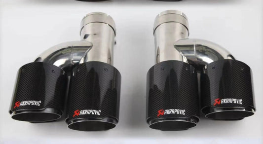 Pair Akrapovic Left and Right “H Style” Carbon Fiber Gloss and Blue