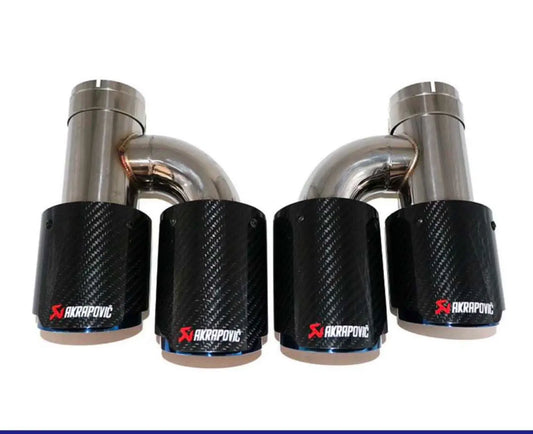 Pair Akrapovic Left and Right H Form Carbon Fiber Silver