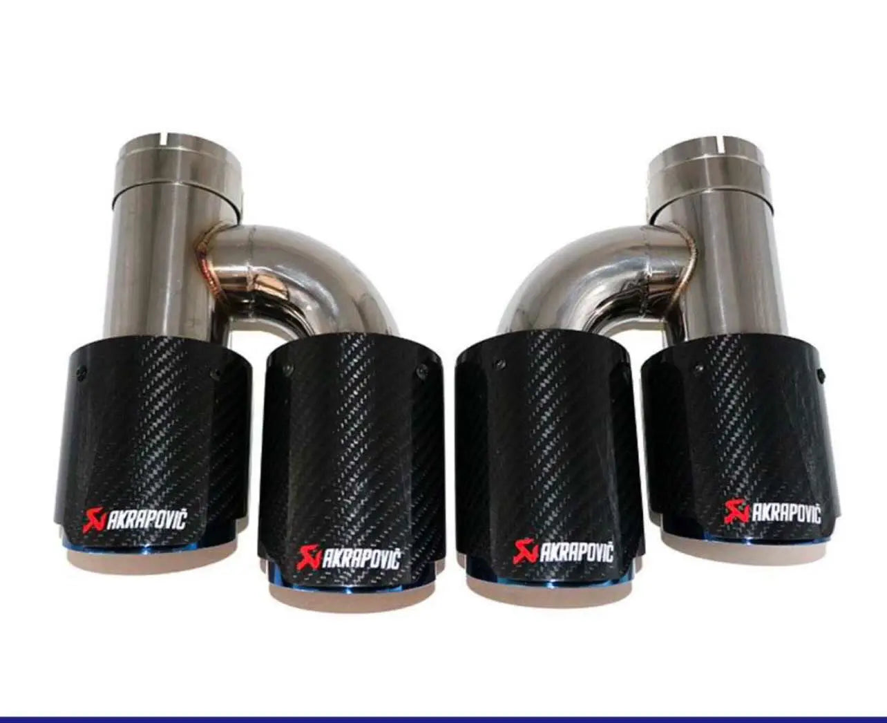 Pair Akrapovic Left and Right H Form Carbon Fiber Silver