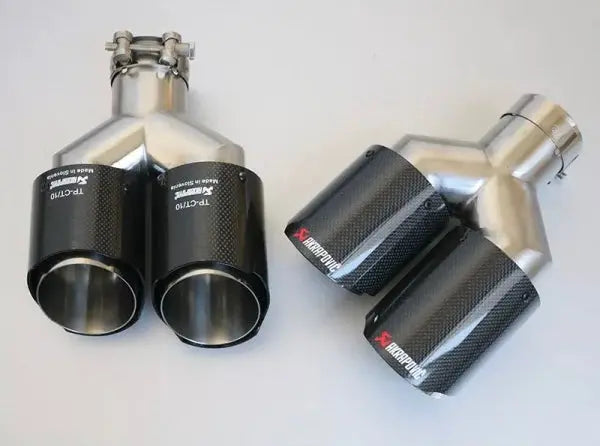 Pair Akrapovic Silver with Carbon Fiber Gloss