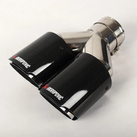 Dual Tip Akrapovic Silver With Carbon Fiber Gloss