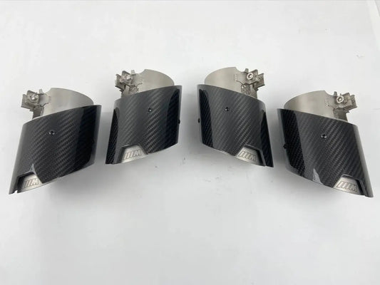 BMW G80 M3 G82 M4 Carbon Fiber Tips with Silver (4)