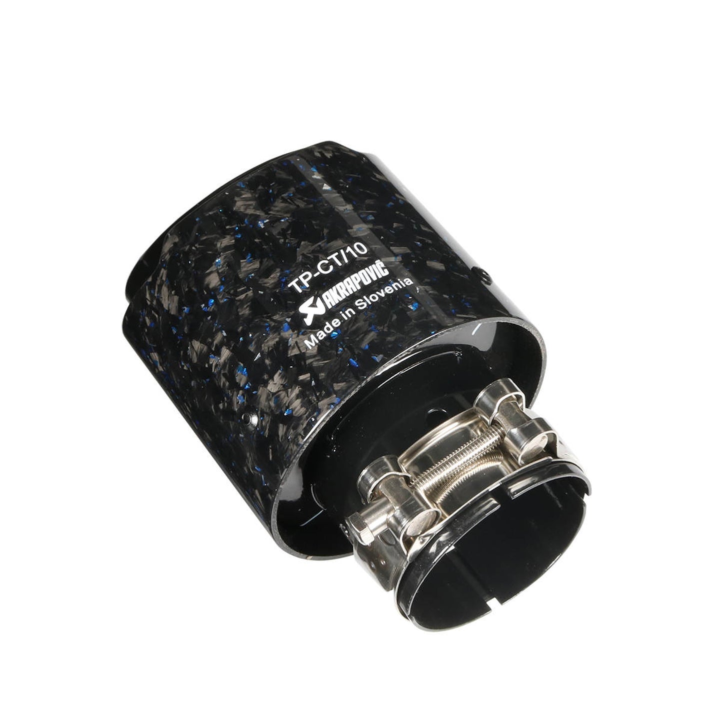 LIMITED EDITION Single Tip Akrapovic Forged Black BLUE EDITION