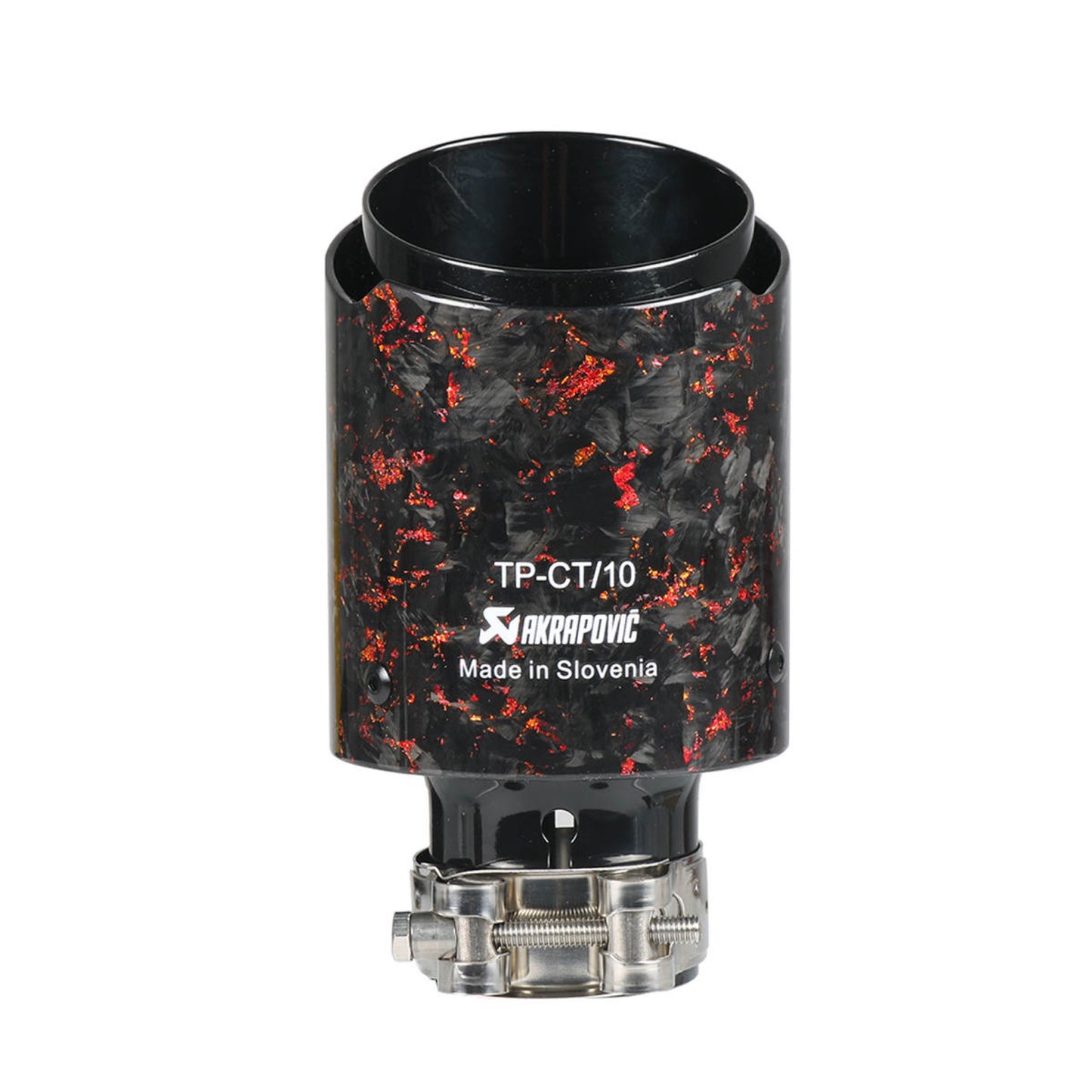 LIMITED EDITION (2PCS) Single Tip Akrapovic Forged Black/Red with Foil “Gold”