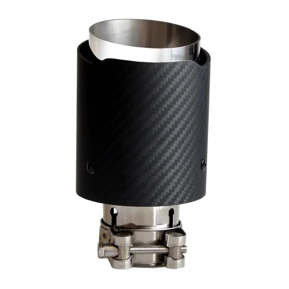 Single Tip (2PCS) Angle Akrapovic Silver with Carbon Fiber (Matte)