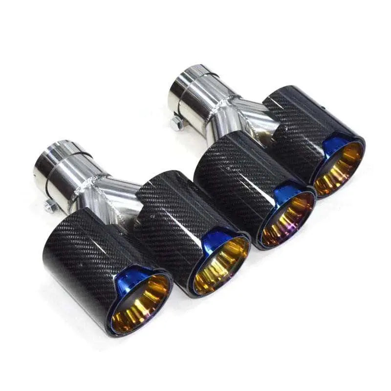 BMW M Carbon Fiber Dual Tips (2) Blue Tornasol