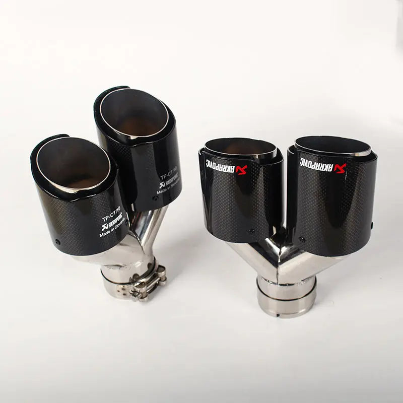 Pair Akrapovic Silver with Carbon Fiber Gloss