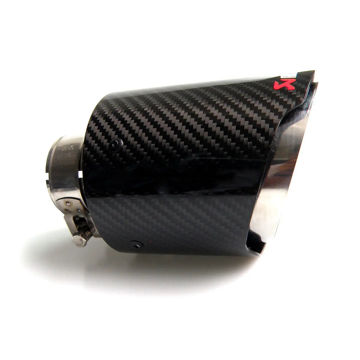 Single Tip Angle Akrapovic Silver with Carbon Fiber